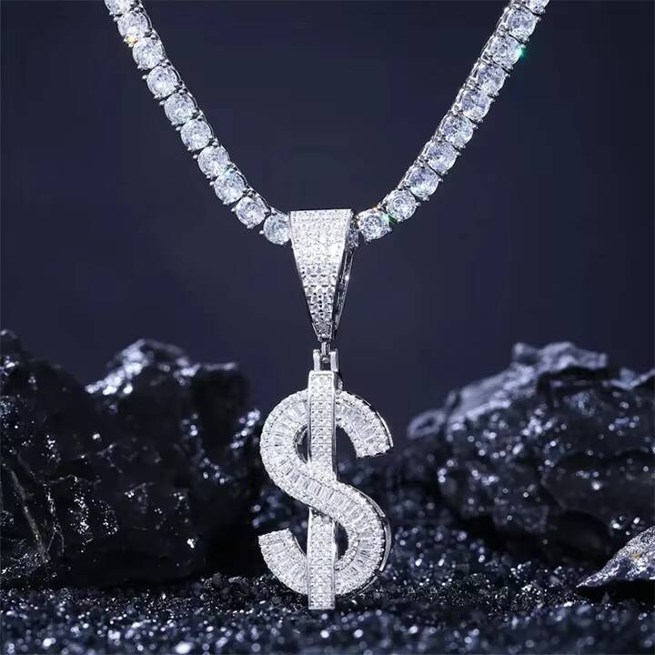 Hip Hop Shining Engraved Custom Baguette Cut 925 Sterling Silver 18k Gold Plated Moissanite Pendants