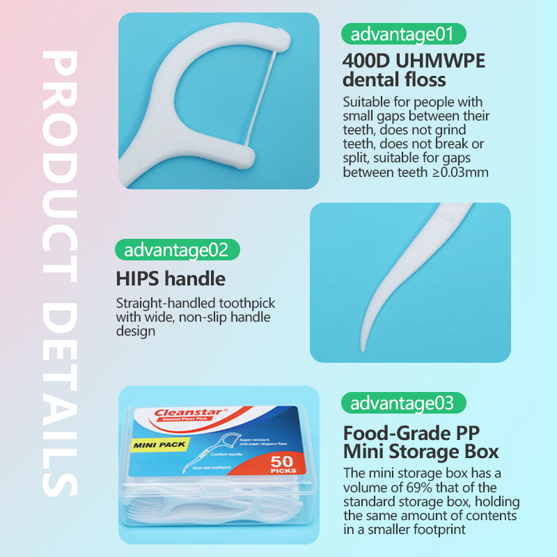 Dental Floss Storage Case, 400-Count Family Pack Plastic Toothpicks, Mini Oral Care, Interdental Cleaners Plastic Floss Pick