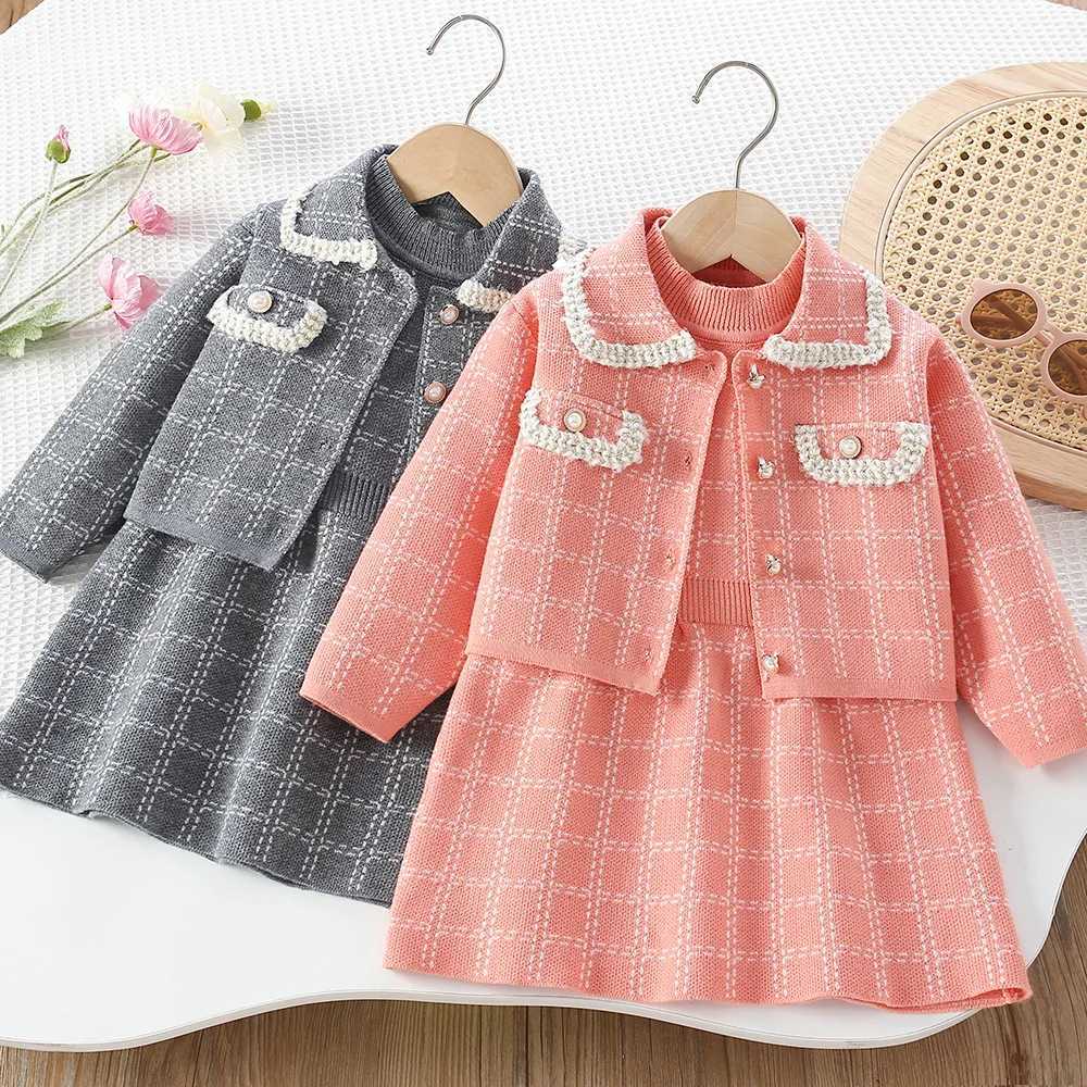 Girls Dresses Clothes Sets Spring Autumn Children Woolen Jersey Sweaters Coats Vest Dress Kids Princess Suit Baby Knitted Outfit L250926I9NB