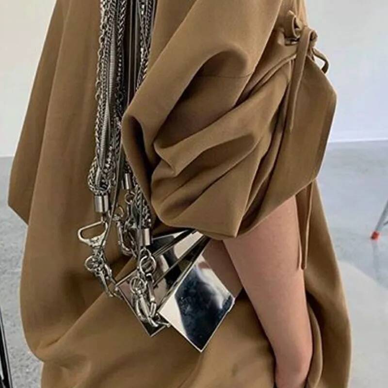 Women 2020 New Metallic Flap Chains Fashion Hasp Mirror Shoulder Bags Euro-America Style Designer Bag Night Club high-quality