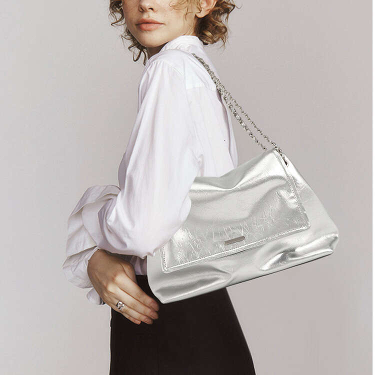 designer bag Luxury bag Genuine Leather Women's Silver High-End Chain New Large Capacity Shoulder Tote Versatile Crossbody Bag for Women