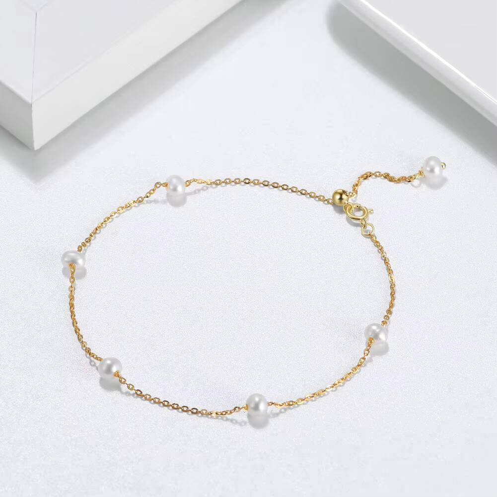 GPB08 925 Sterling Silver 14k Gold Adjustable Bracelet Cultured Irregular Freshwater Pearl AAA Handpicked Pearl Bracelet