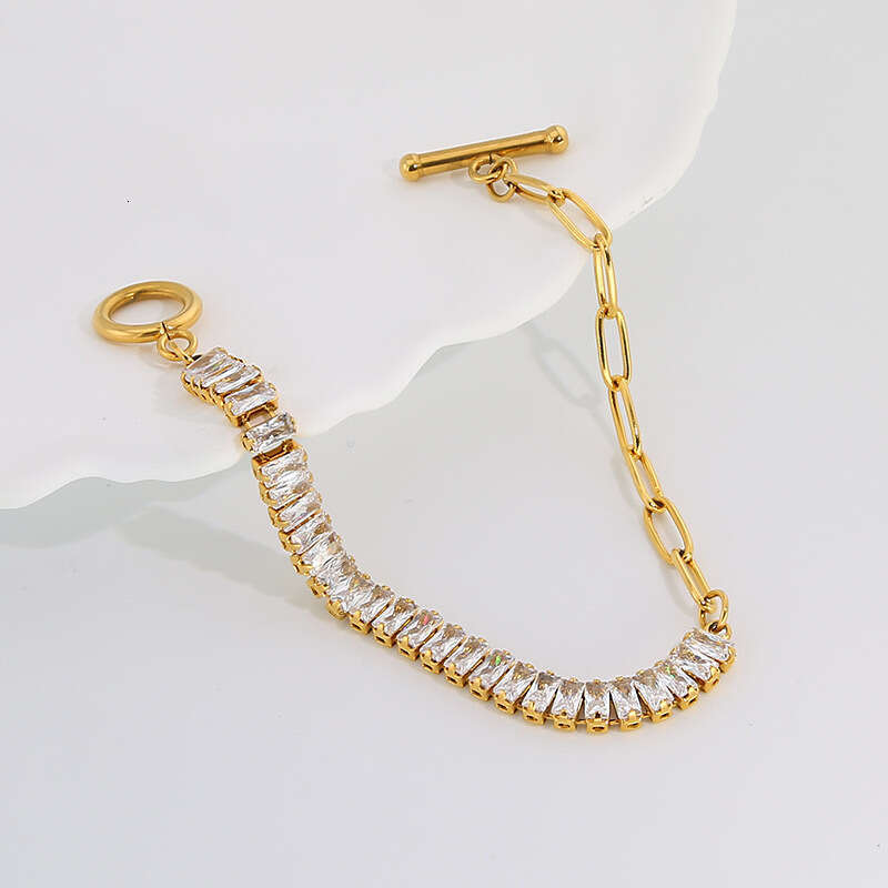Titanium Clavicle for Women Gold Ins Style Inlaid Zircon Bracelet Stainless Steel Women's Jewelry