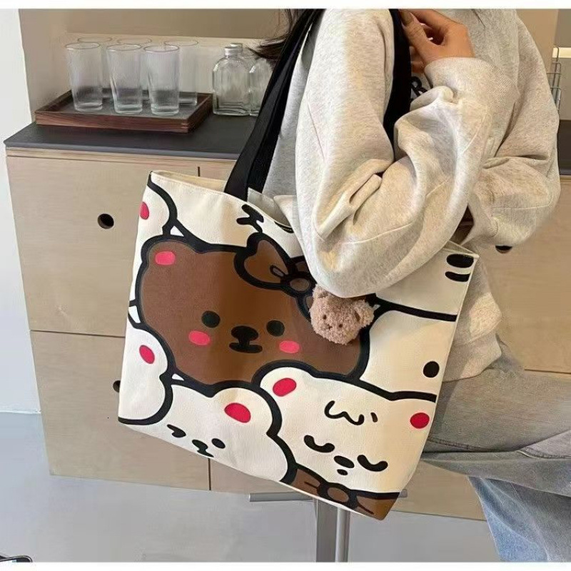 Women's commuting handbag new canvas shoulder bag cute printed large capacity fashionable designer bag women's shoulder bag luxury handbag