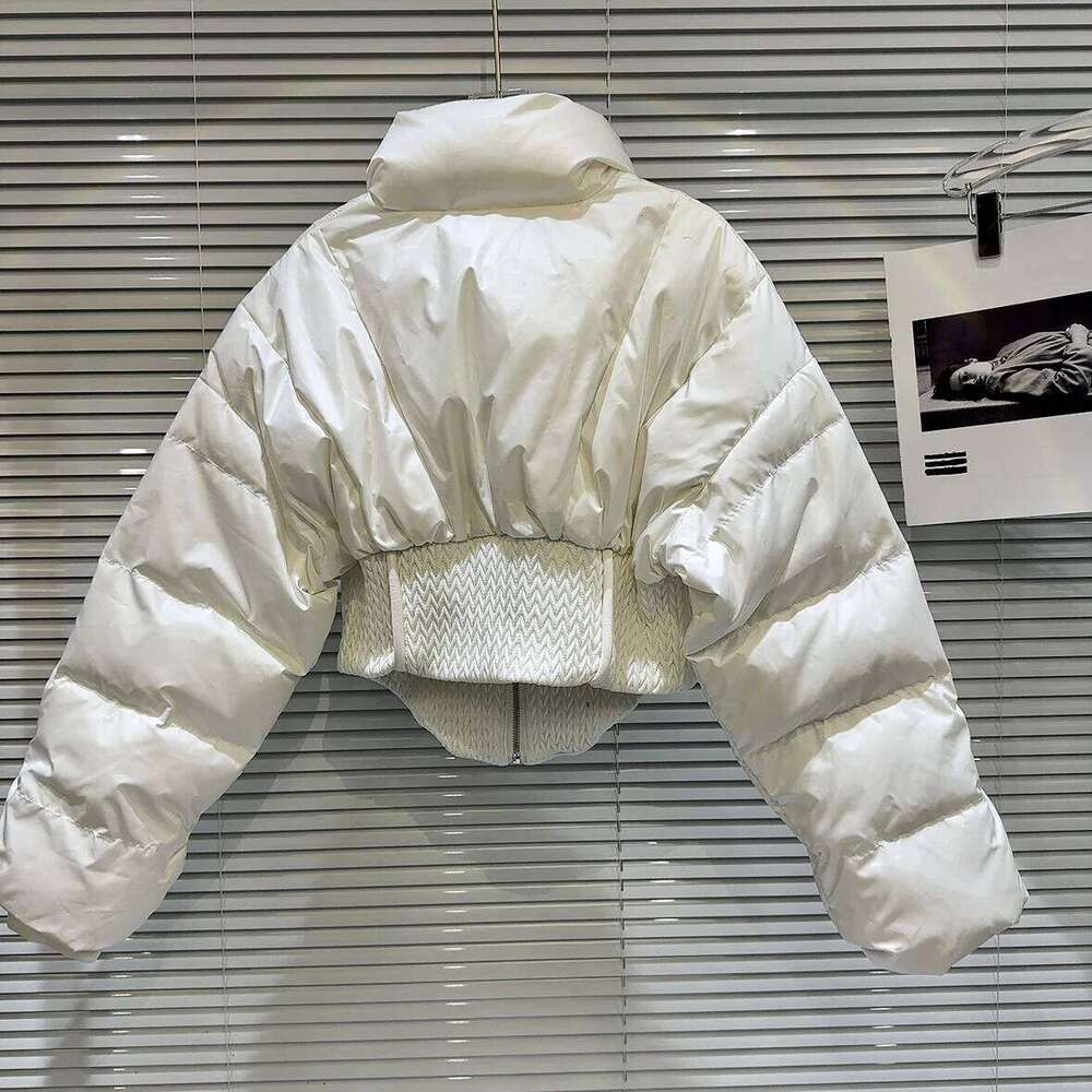 Winter High Quality White Duck Fashion Fish Bone Tight Waist Slim Elegant Coat Spice Girls Black Down Jacket Women