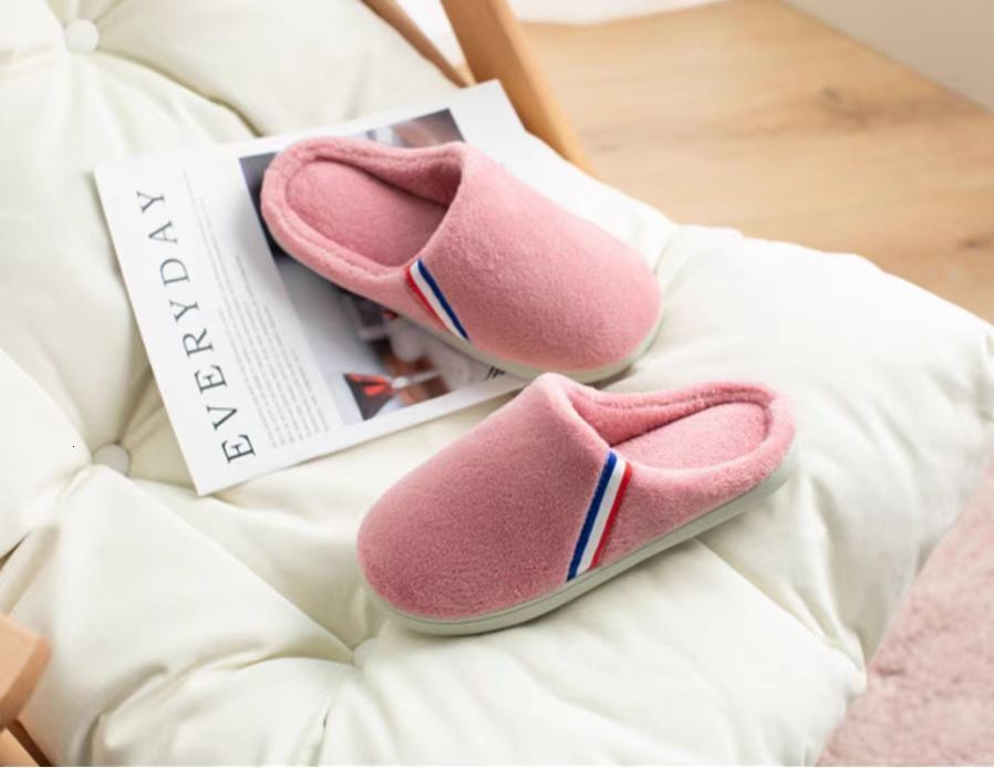 Coral Velvet Color Striped Memory Foam Anti-Slip Slippers ddmymarket