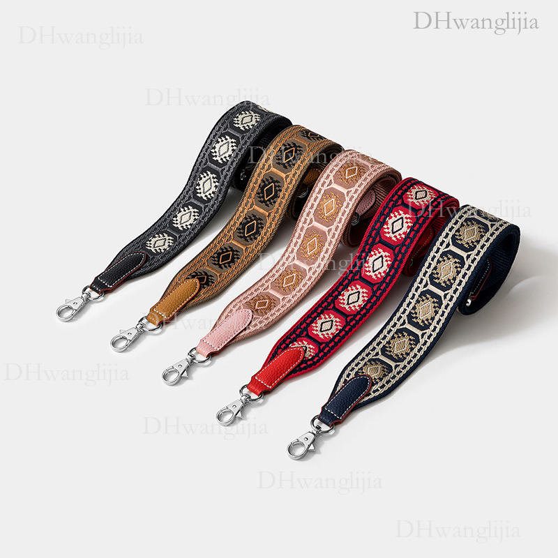 DH Luggage Accessories Rhombus Embroidery Pattern Ribbon Shoulder Replacement Bag Strap