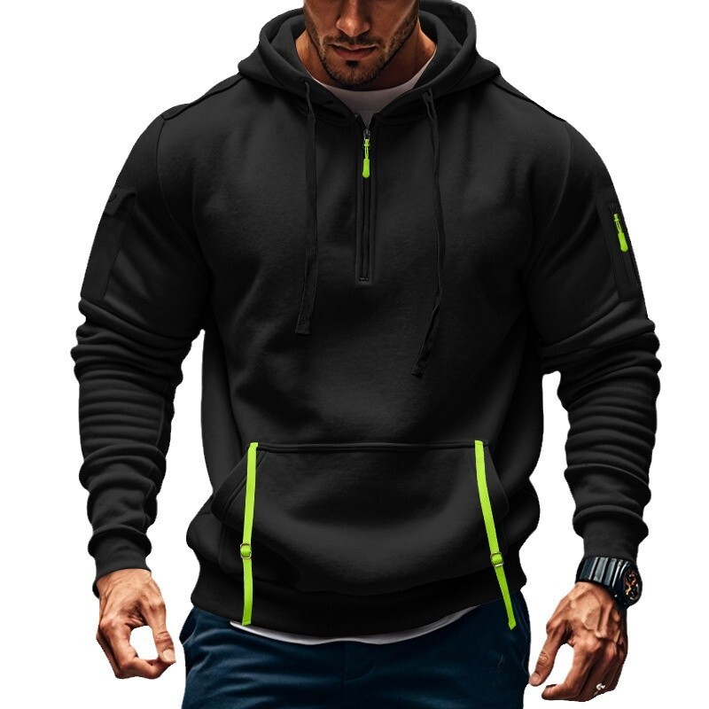 Designer Clothing 2025 Cross-border Autumn Winter Men's Casual Multi-zipper Arm Pocket Luxury Hoodie Sweatshirt Pullover Large Size Fleece Hoodie