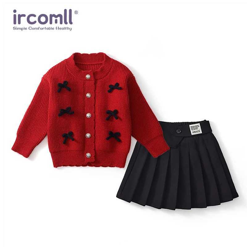 2pcs Autumn Kids Girl Clothes Newest Red Knitted Sweater Cardigan Coat Butterfly Girls Princess DressPleated Skirt Girl Costume L250926Y3J3