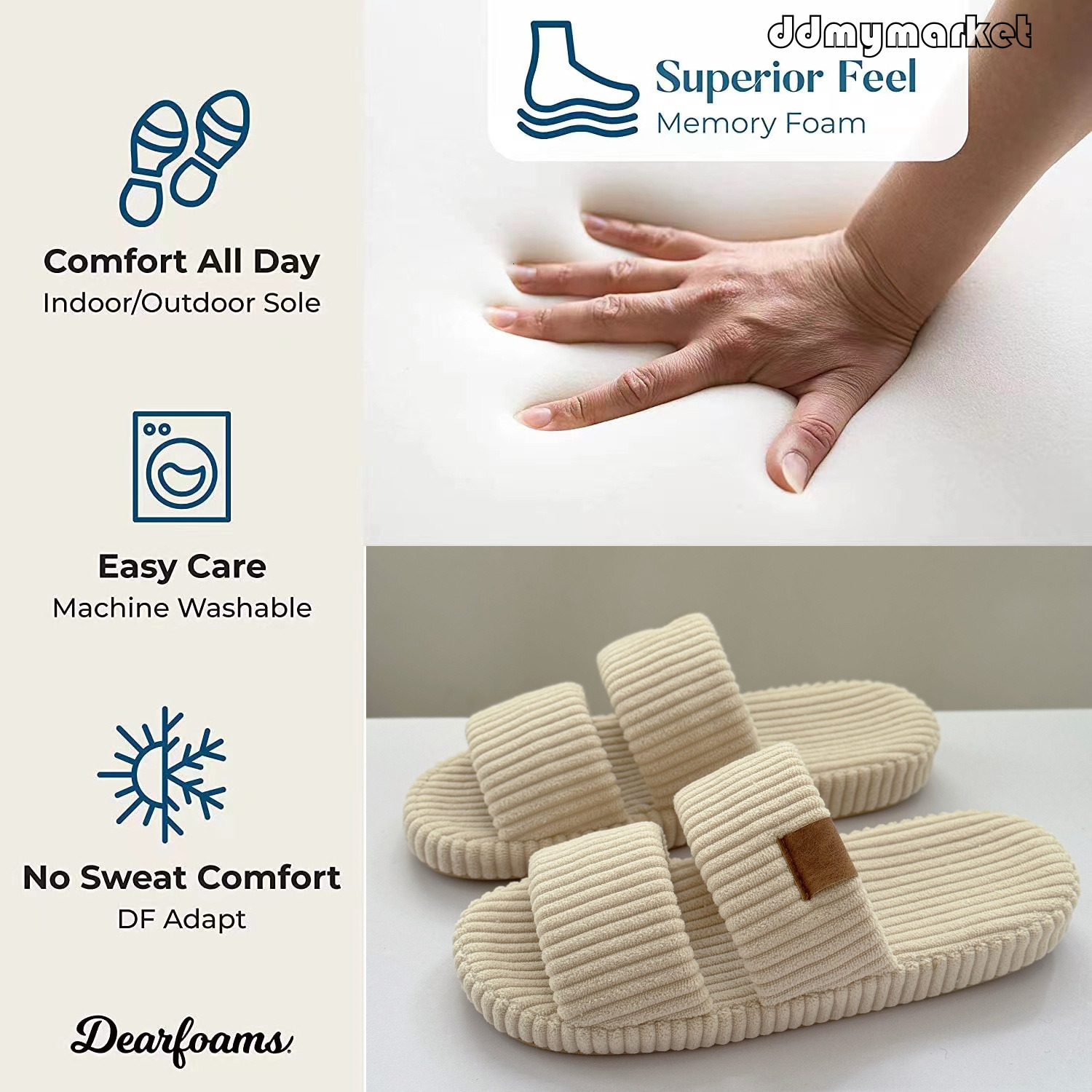 Corduroy Arch Support Bed Slip-On Striped Comfortable Home Cotton Slippers ddmymarket