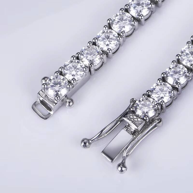 MSN574 Hip Hop Tennis Chain 925 Sterling Silver 5mm VVS Moissanite Diamond Fine Jewelry Necklace Moissanite Tennis Chain