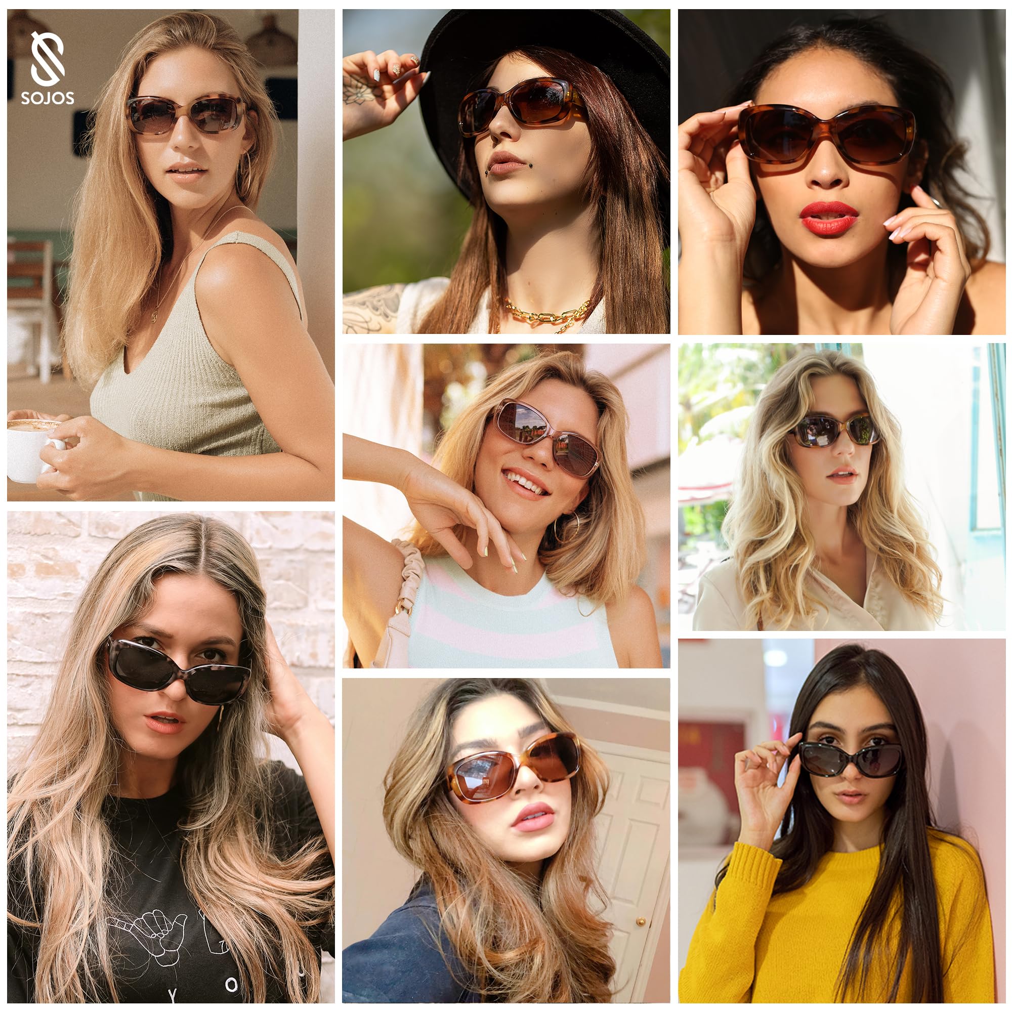 Vintage Square Sunglasses For Women Polarized Havana Frame UV Protection Beach Driving Shades
