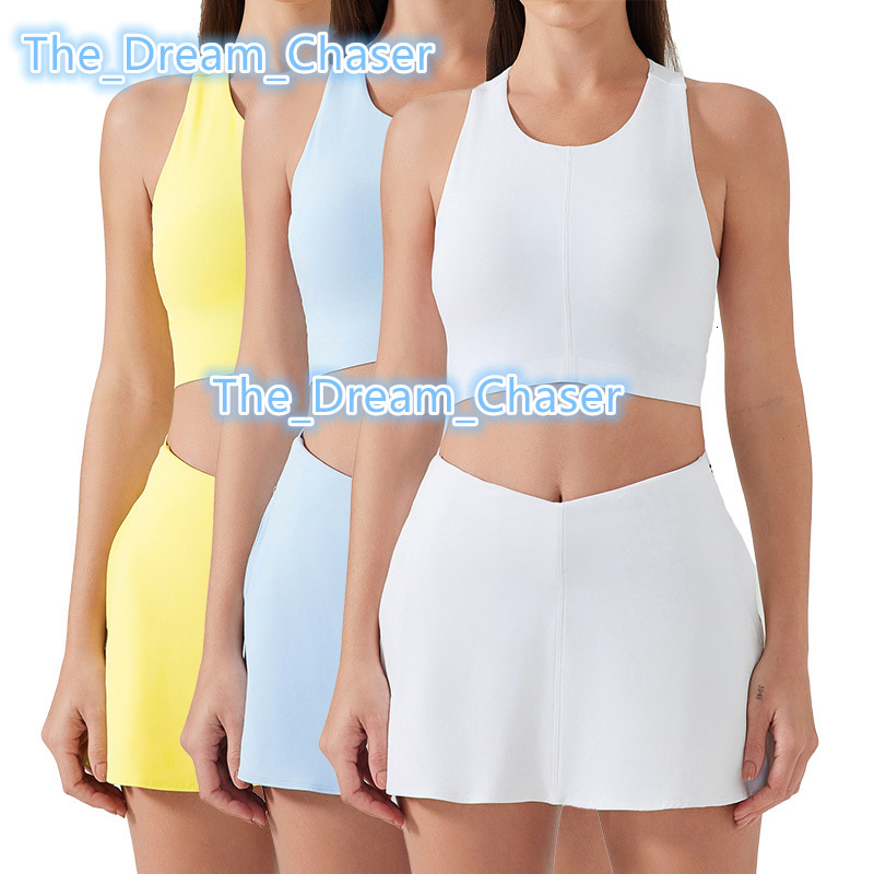 D25020D25021 Wholesale Athletic Clothing Gym Fitness Sports Workout Tennis Vest Skirts Yoga Sets