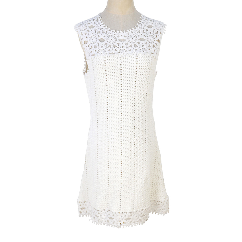 M-brand niche luxury hollow dress for women, urban style holiday vest dress, French beach sleeveless vest A-line dress, women's knitted.