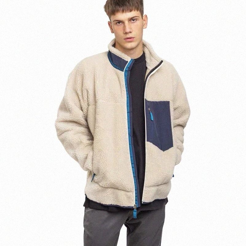 Mens Fleece Winter Warm Jacket Casual Zipper Hooded Outwear Coat with Applique Decoration S-2XL