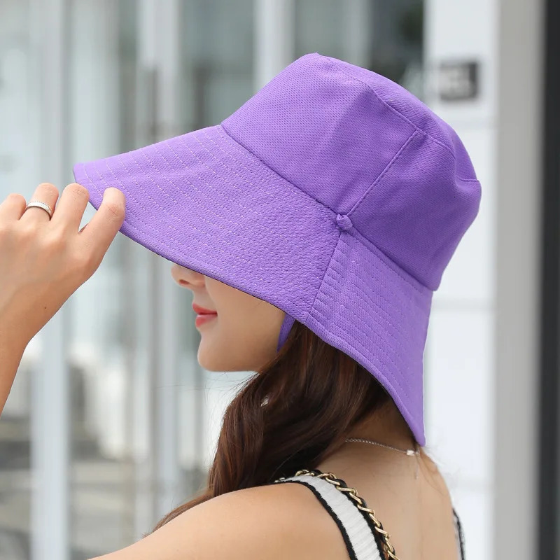 Bucket Hat Spring Summer Wide Brim Sun Visor Hats Women Panama Caps TwoSide Wear Foldable Portable Outdoor Bucket Cap 250919