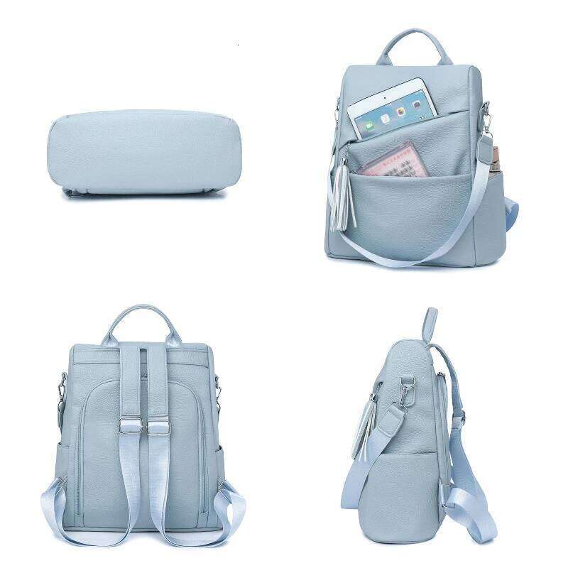 Fashion Womens PU Anti-theft Backpack Tassel Decorative Casual Travel Female Shoulder Bag Large Capacity Student School Pack