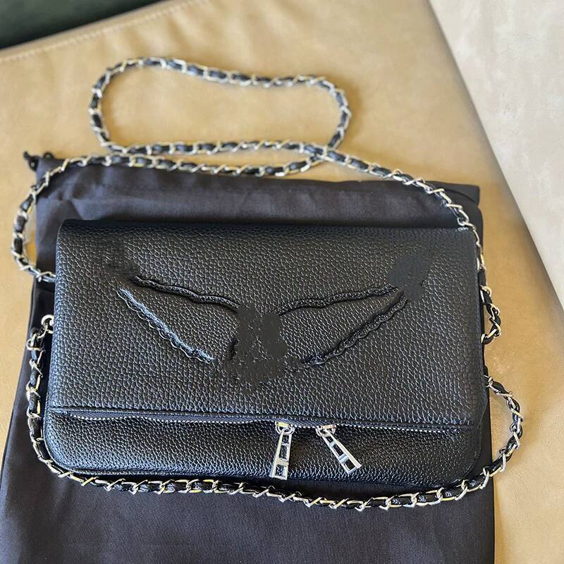 New Graffiti Illustration Printed Classic Fashion Versatile Chain Flip Back Shoulder Wings Women's Bag ita bag high-quality
