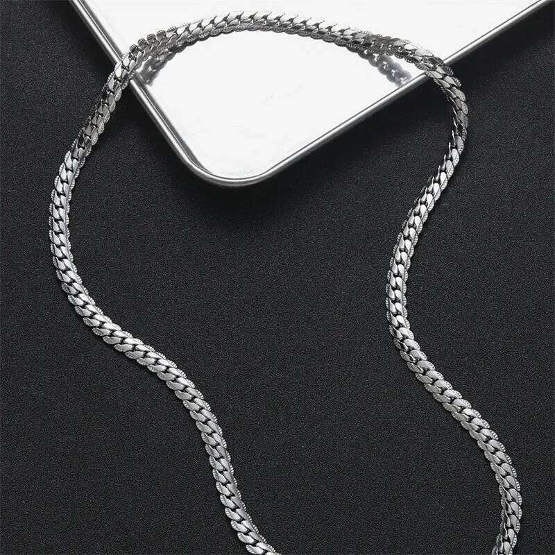 Sterling Sier Man 6MM 40-60cm Side Chain Bracelet Necklace For Women Fashion Wedding Christmas Gift Jewelry Accessories