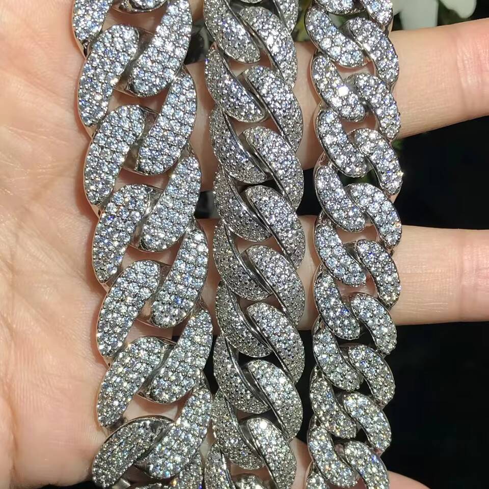 Factory Price Find Jewelry 18K Gold Plated Silver 3MM 4MM 5MM Iced Out VVS Round Moissanite Tennis Bracelet Chain