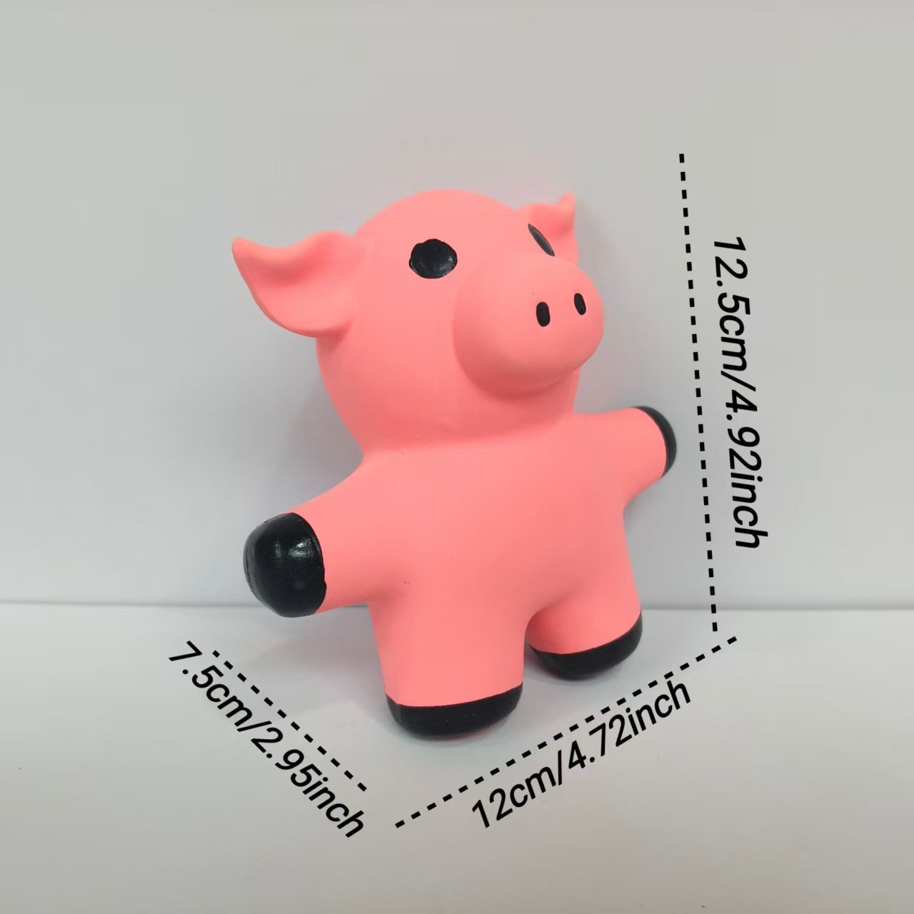 Latex Interactive Pig Dog Toy Soft Natural Rubber Sound Pink Squeaky Canine Pet Toys with Bright Colors for Small and Medium Dogs 2pcs/Pack