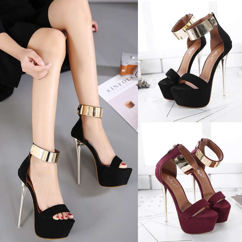 High Summer Waterproof Platform Nightclub Banquet Women's Shoes With Large Size Slim Heels Sandals