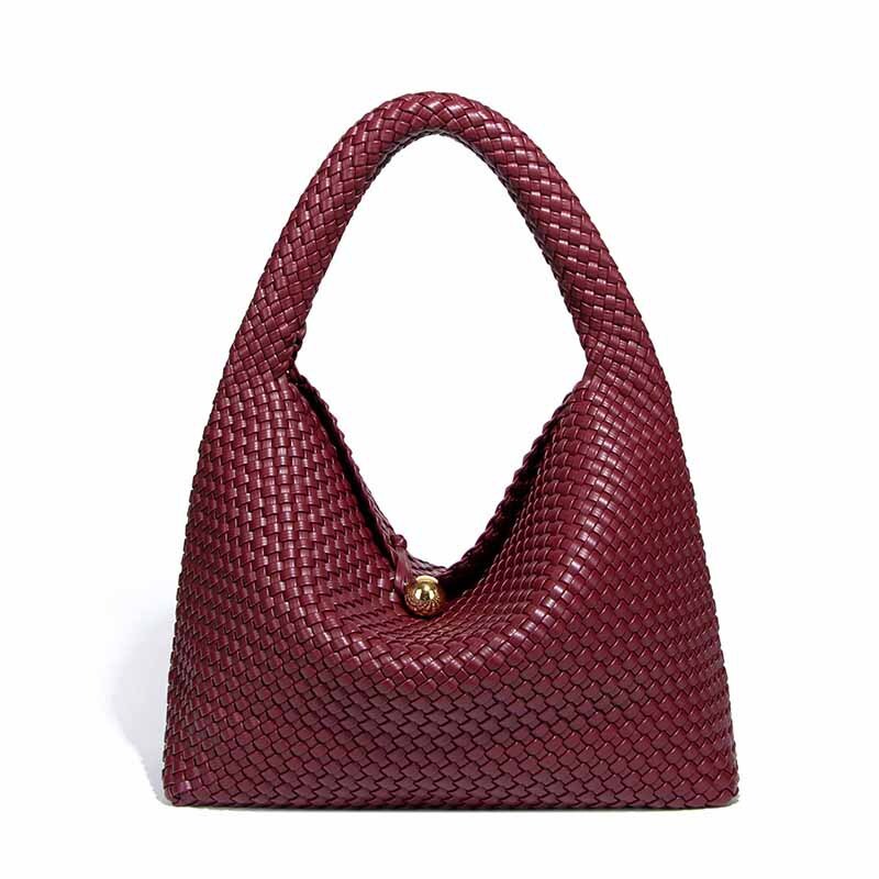 Gilded Ball Pure Handwoven Large Capacity Fashion Versatile High-end Shoulder Underarm Dumpling Bucket Bag