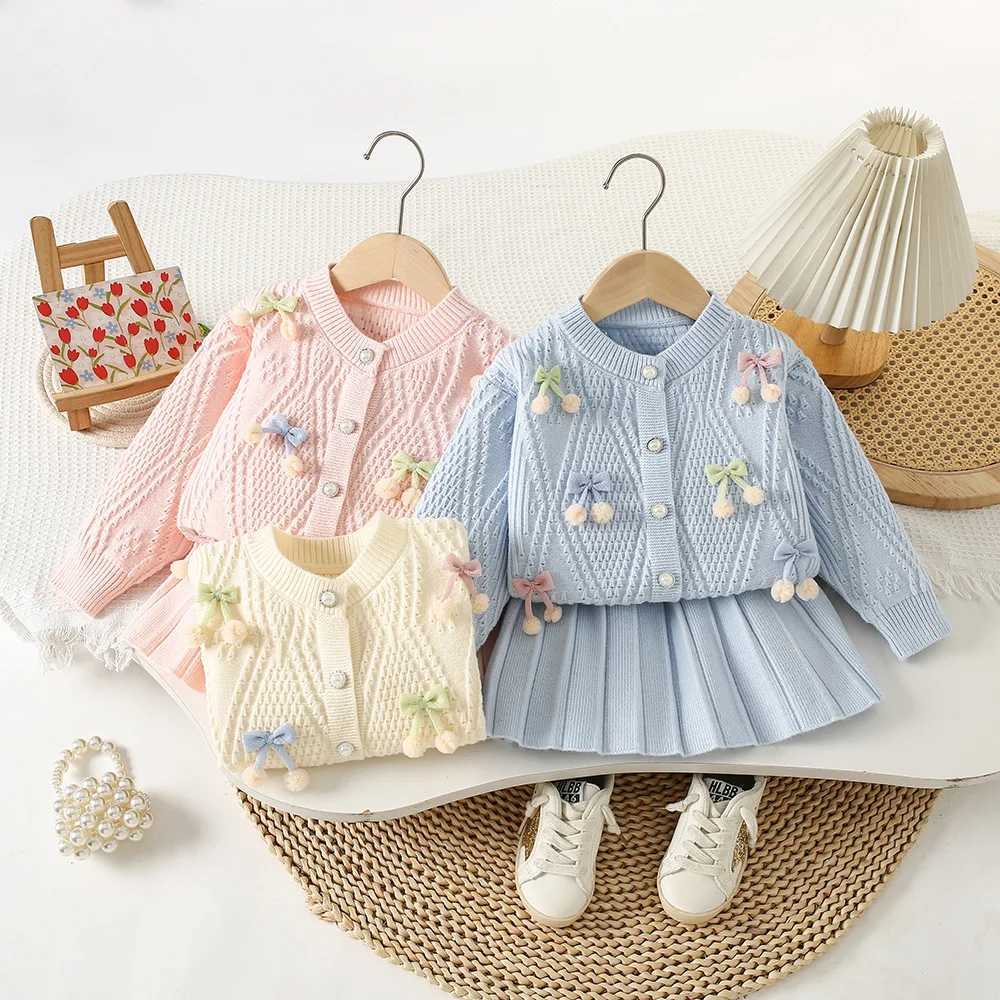 Girls Knitted Clothes Sets Spring Autumn Children Woolen Jersey Sweaters Coats Skirts Kids Princess Dress Suit For Baby Outfits L250926XCFQ