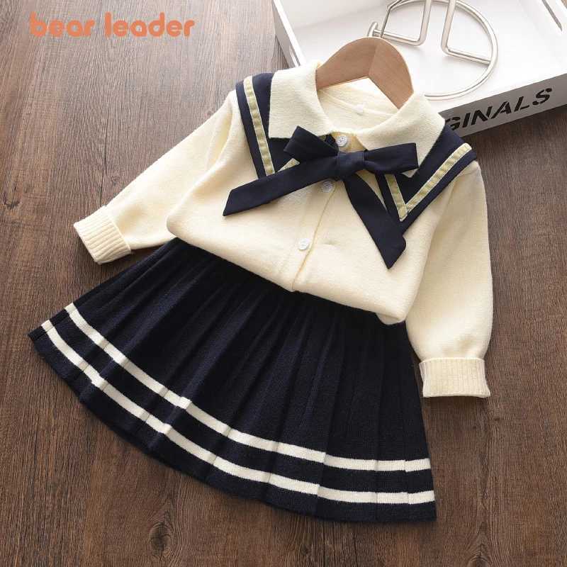 Bear Leader Girls Preppy Style Sweater Sets Christmas Dress Knitted Costumes Winter Soft Cotton Bowknot Cute Knitwear Clothes L25092654LT