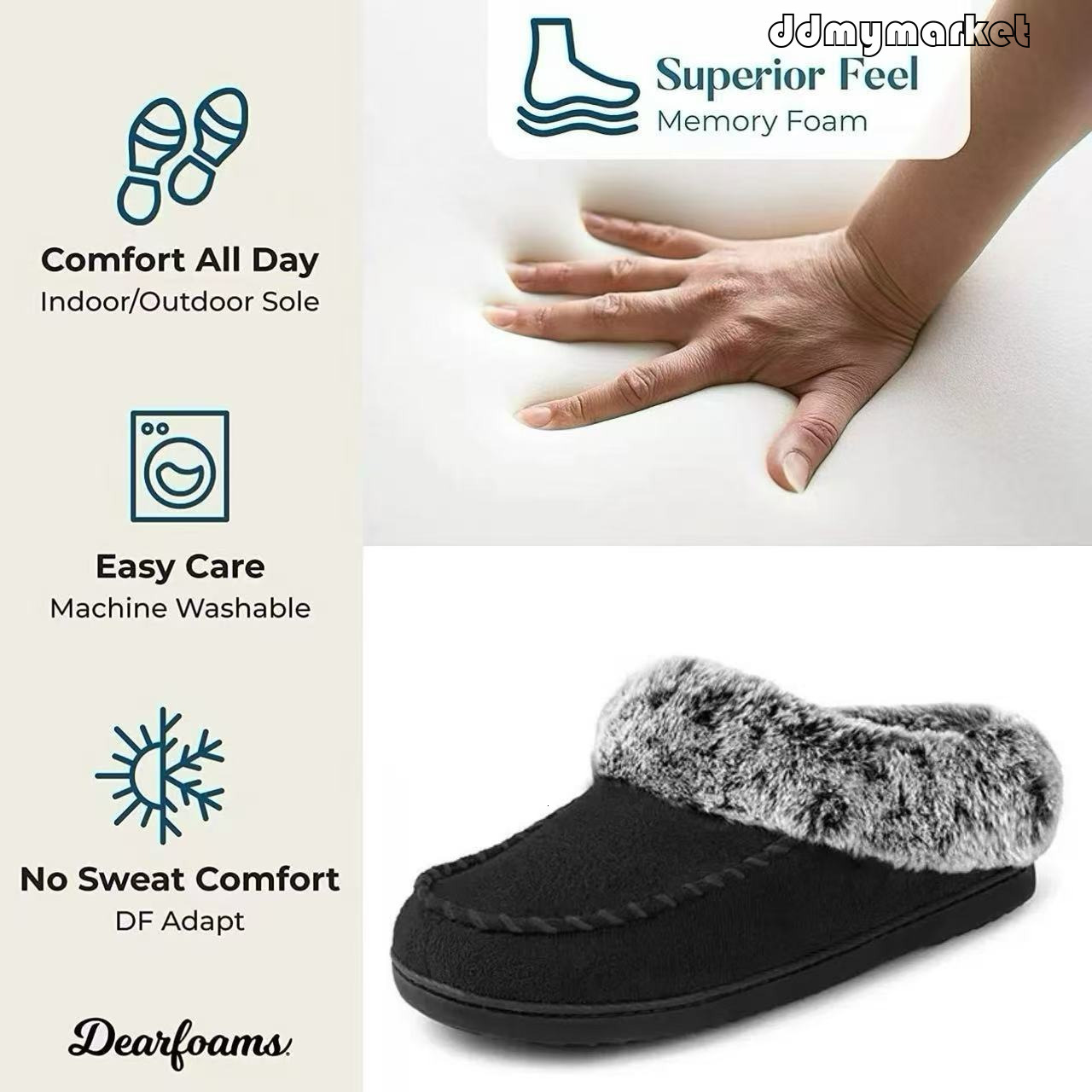 Suede Long Hair Autumn and Winter Home Cotton Slippers ddmymarket