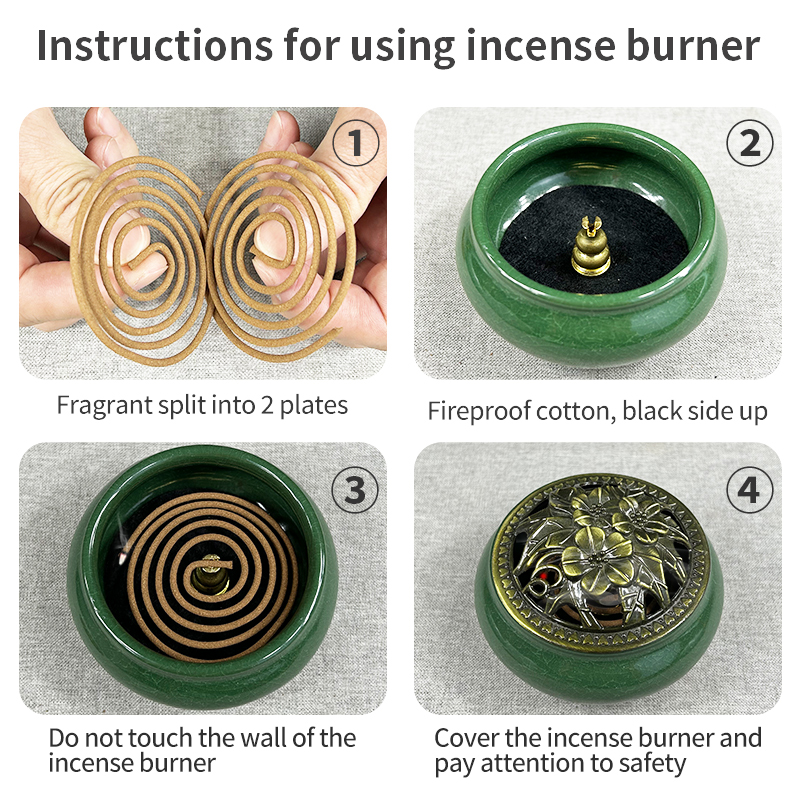 Moxa Incense Coils Set - 4-8hr Burning Time, 30 Coils with Large Censer for Aromatherapy & Relaxation