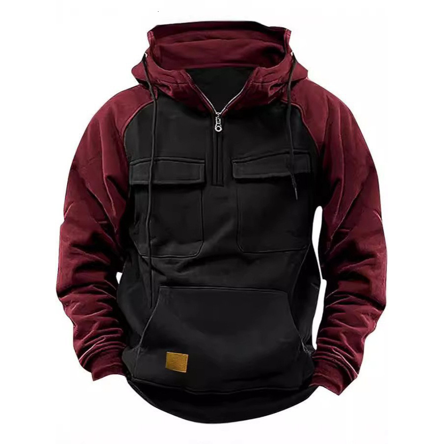 Designer Clothing Luxury Hoodie European Size Spring Autumn Winter Hooded Loose Stand Collar Casual Sweatshirt Men's Multi-pocket Cardigan Zipper