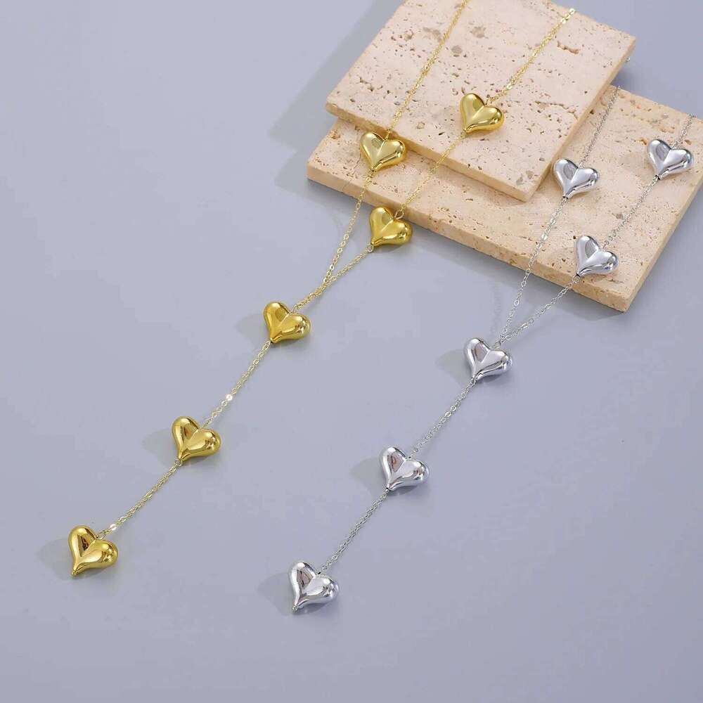 Simple Y-shaped Love Heart Shape Tassel Necklace for Women Special-shaped Irregular Long Sweater Chain Fashion Jewelry