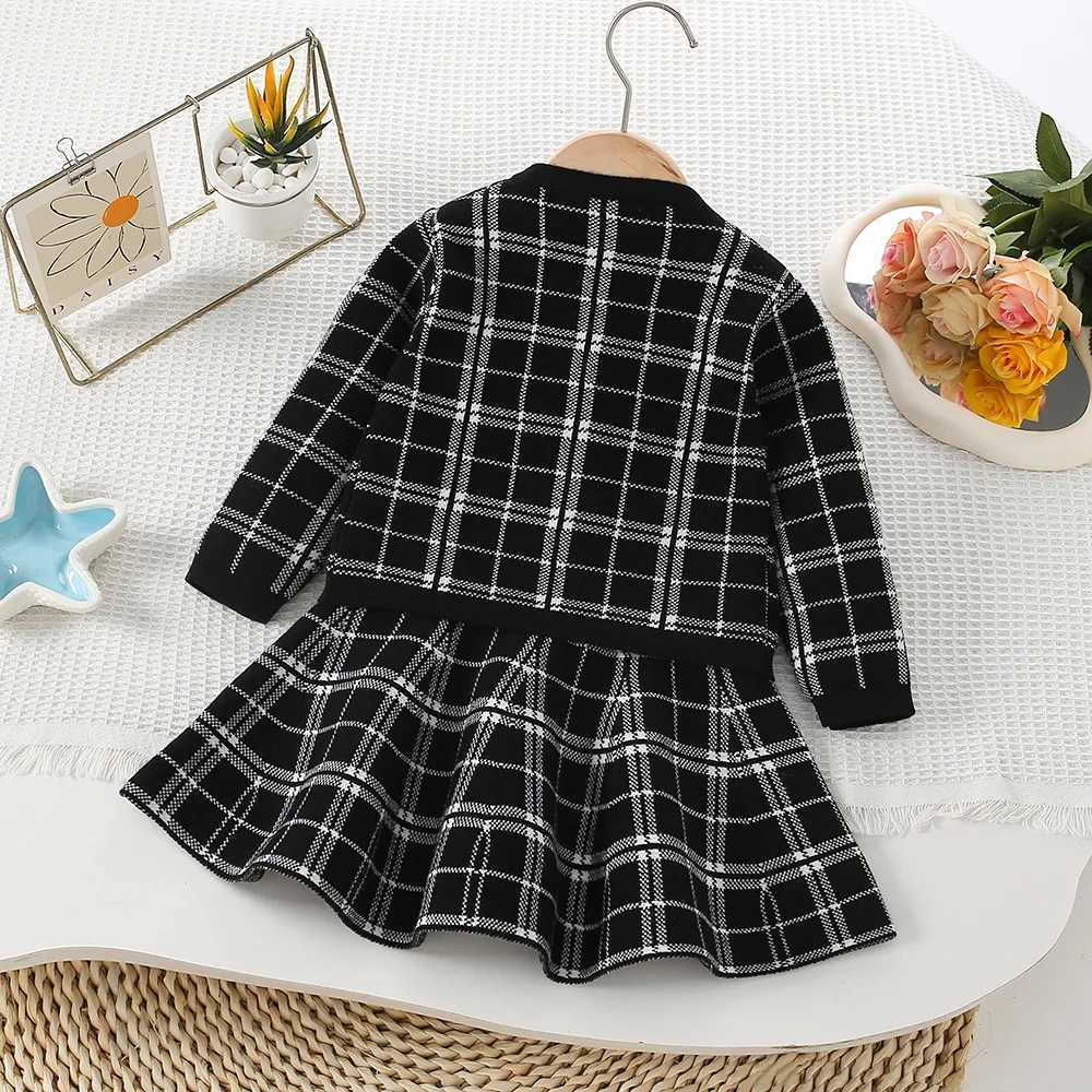 Girls Dresses Spring Autumn Children Woolen Jersey Sweaters Coats Vest Dress 2pcs Princess Suit For Baby Clothes Kids Outfits 6Y L250926AC4K