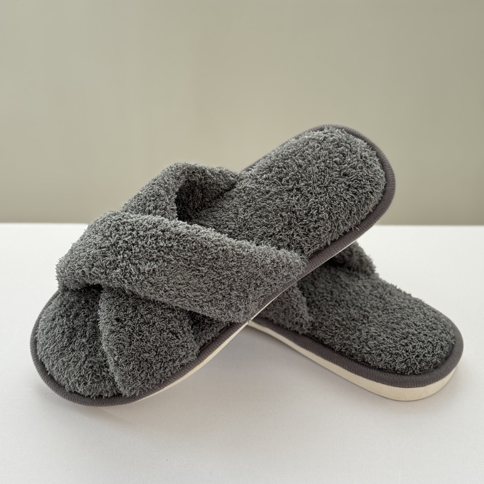 Fluffy Cross Open Toe Slippers Home Comfortable Lazy Slip-On Beauty Salon ddmymarket