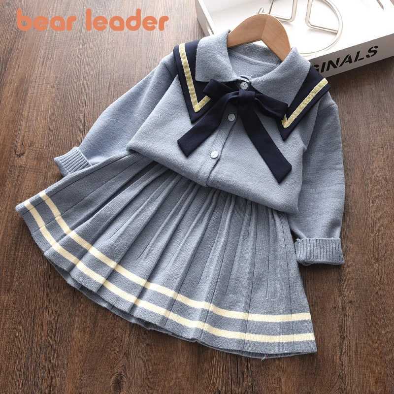 Bear Leader Girls Preppy Style Sweater Sets Christmas Dress Knitted Costumes Winter Soft Cotton Bowknot Cute Knitwear Clothes L25092654LT