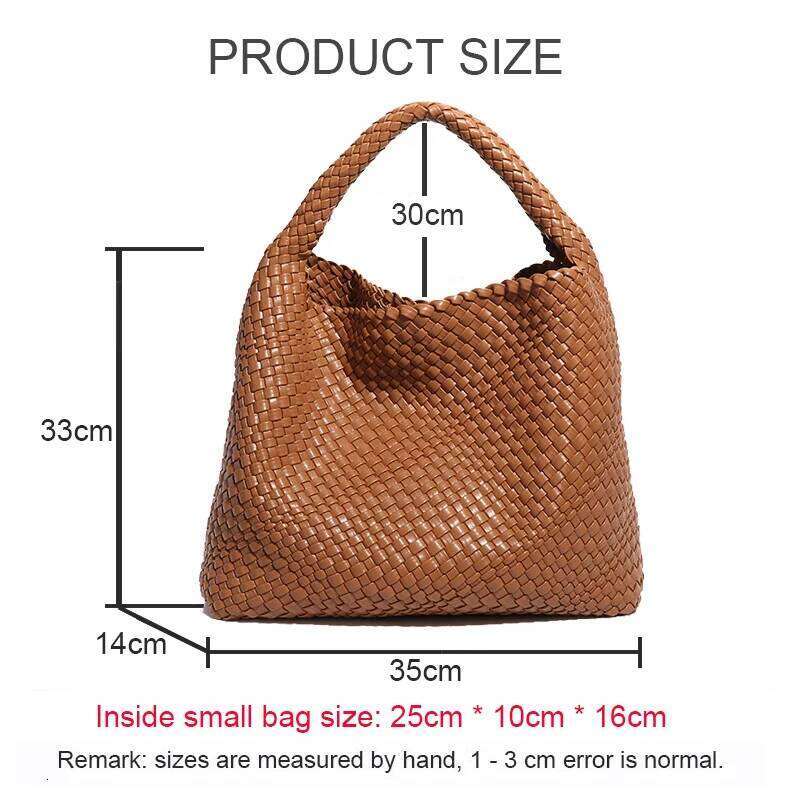 2025 Women PU Leather Handbag Lady Fashion Handmade Knitting Tote Female Hand-Woven Basket Shoulder Bag With Purse