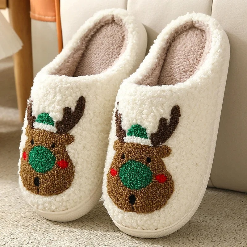 Cute Winter Cartoony Socks for Couples: Comfortable Fleece Slippers Designed for Him & Her