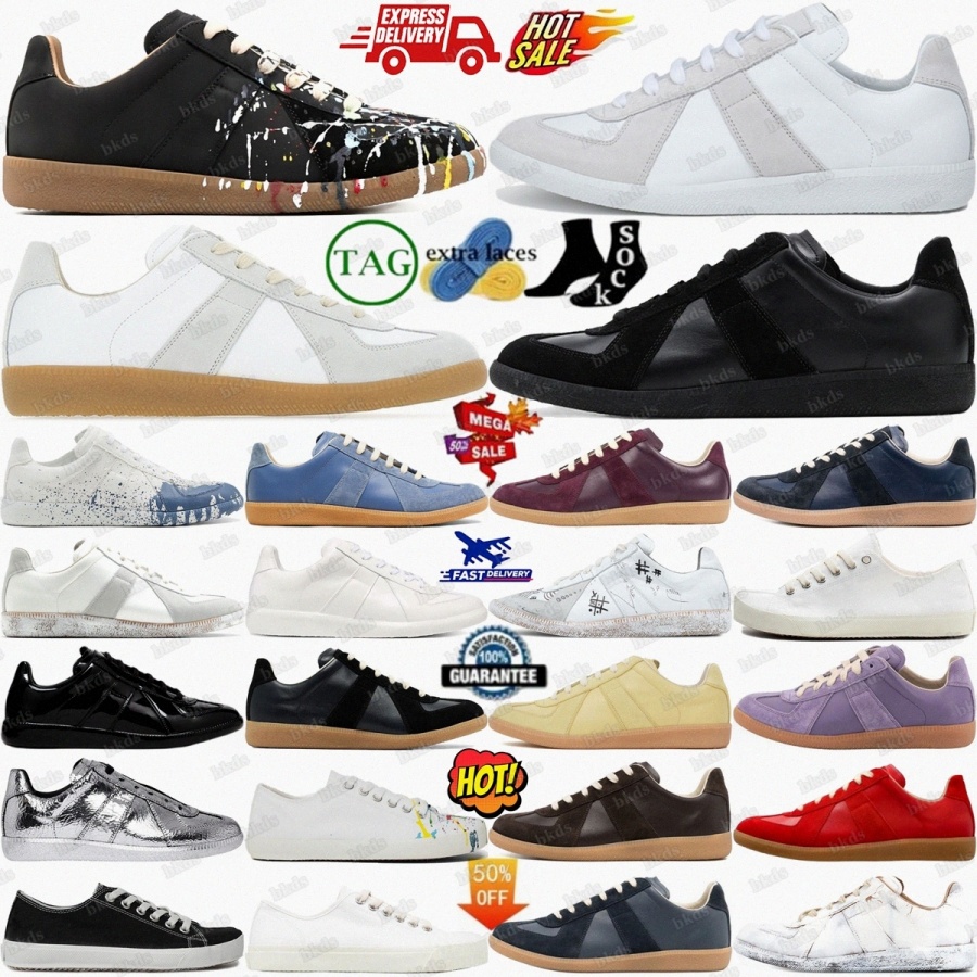 German Army Trainer Gats Low Sneakers MM6 Black White Grey Gum painter Nude Shoes Men Women Casual Shoe Mens Womens #4#