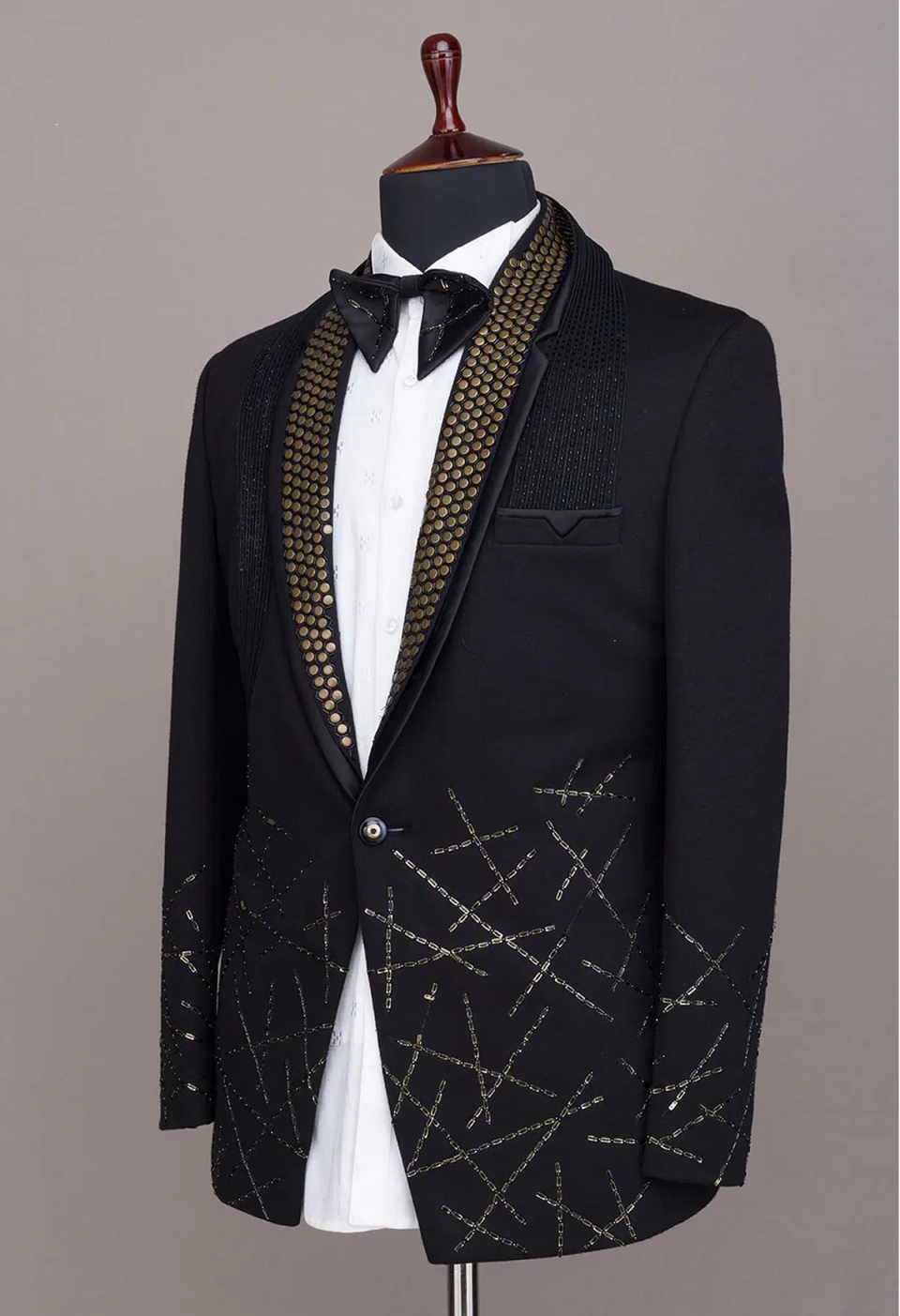 Luxury Men Suit 2 Pieces Jacket Pants Beaded Crystal Single Breasted Groom Wedding Tuxedos Party Business Customized