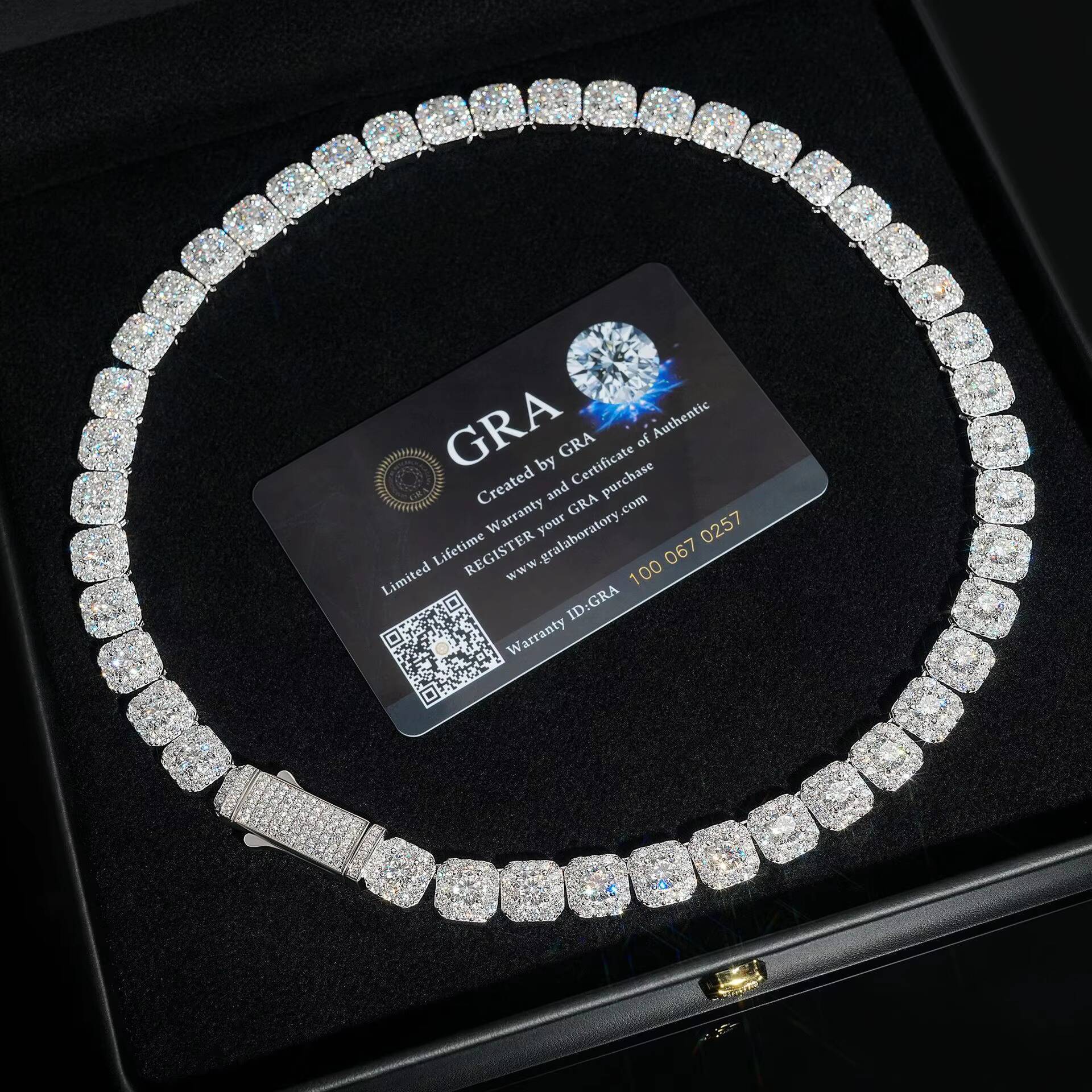 Mens Hip Hop Jewelry Tennis Link Bracelet Moissanite Diamond Choker with Iced CZ Clustered Tennis Necklace Gift