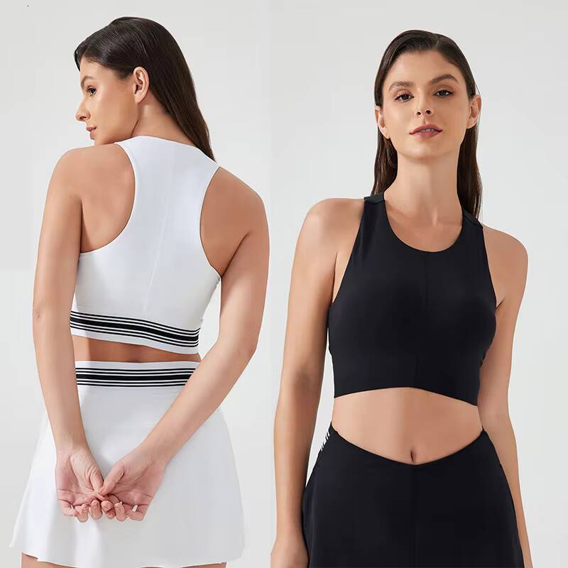 New Ladies Outer Wear Sports Bra High Collar Female AntiGloss Chest Pad Bra High Stretch UBac Bra Sports Running Yoga Tank Top