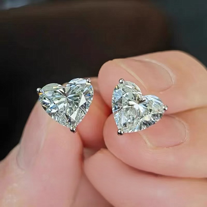 Choucong Simple Fashion Jewelry 925 Sterling Silver Heart Shape 5A Cubic Zircon CZ Diamond Party Lady Women Stud Earring For Lover Gift