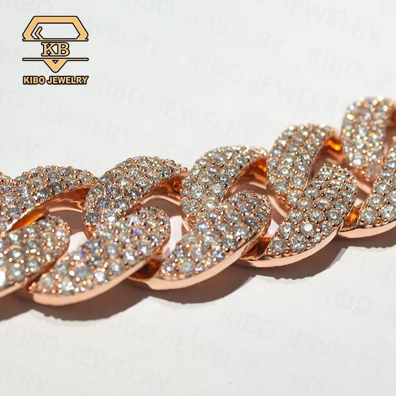 Hip Hop Men's Jewelry Custom Trend Buckle Gold Silver Rose Gold Cuban Chain Necklace Moissanite High-end Grade Cuban Chain