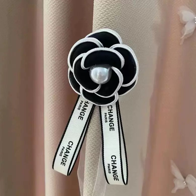 New Curtain Straps Retro Light Luxury High-end Pin, Camellia flower Tie Bedroom French Style Small Fragrant Style Tied Curtain