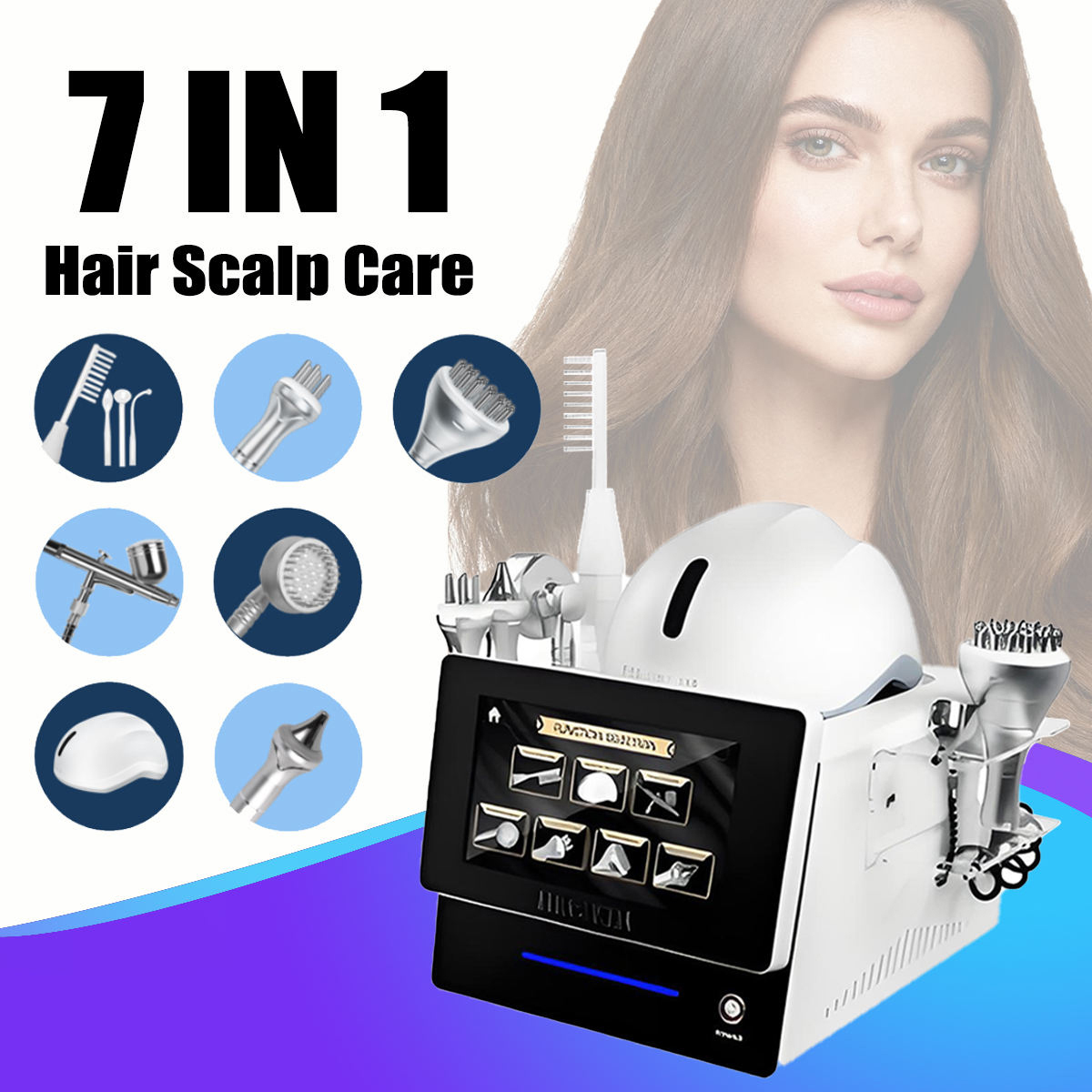 7-in-1 Scalp Care Anti-hair Loss Machine Activate Hair Follicles Reduce Hair Loss Treatment Hair Growth Therapy Machine for Hair Clinic Spa Salon