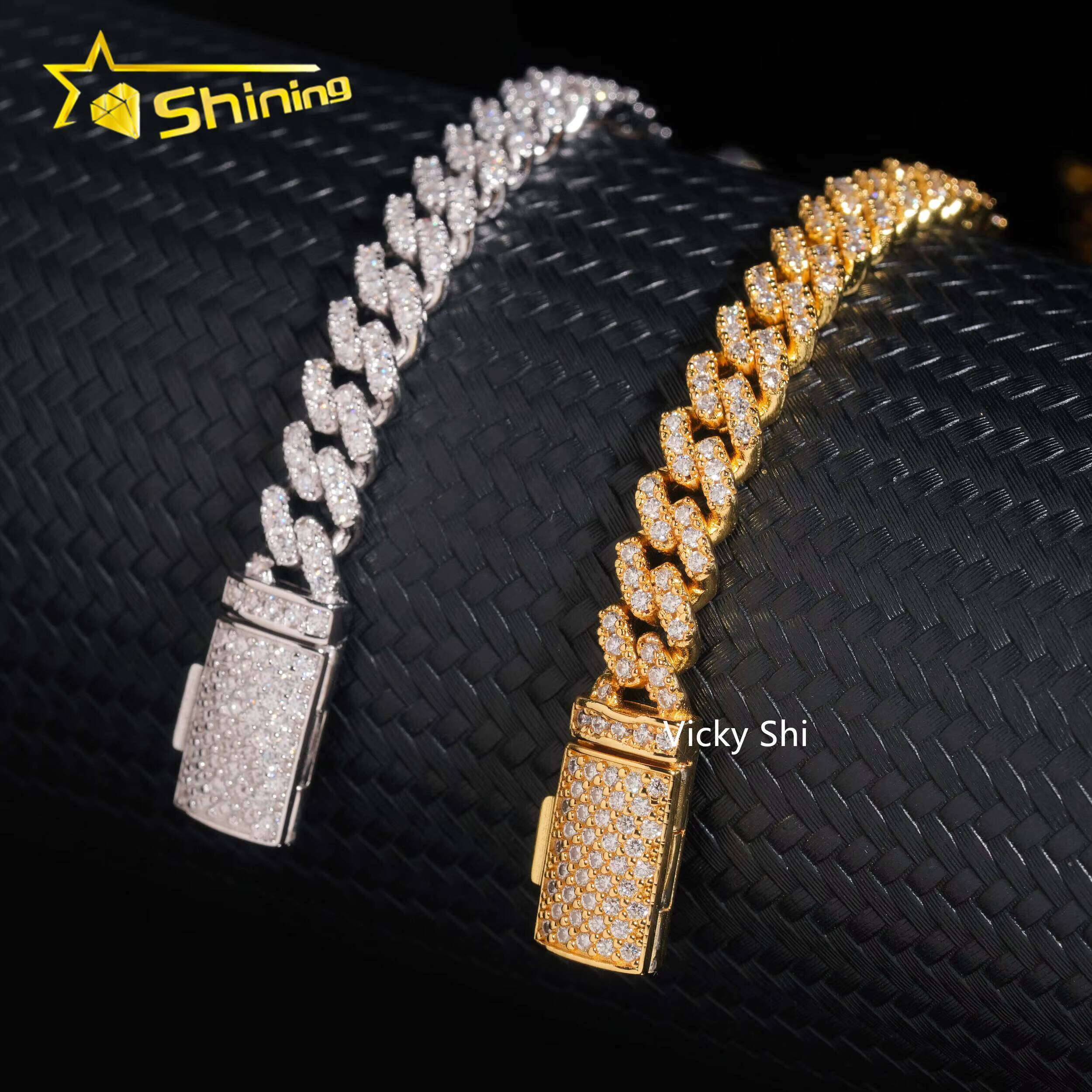 Hip Hop Jewelry GRA Iced Out Mens Womens Moissanite Bracelet 925 Silver Gold Plated 6mm VVS Moissanite Cuban Bracelet