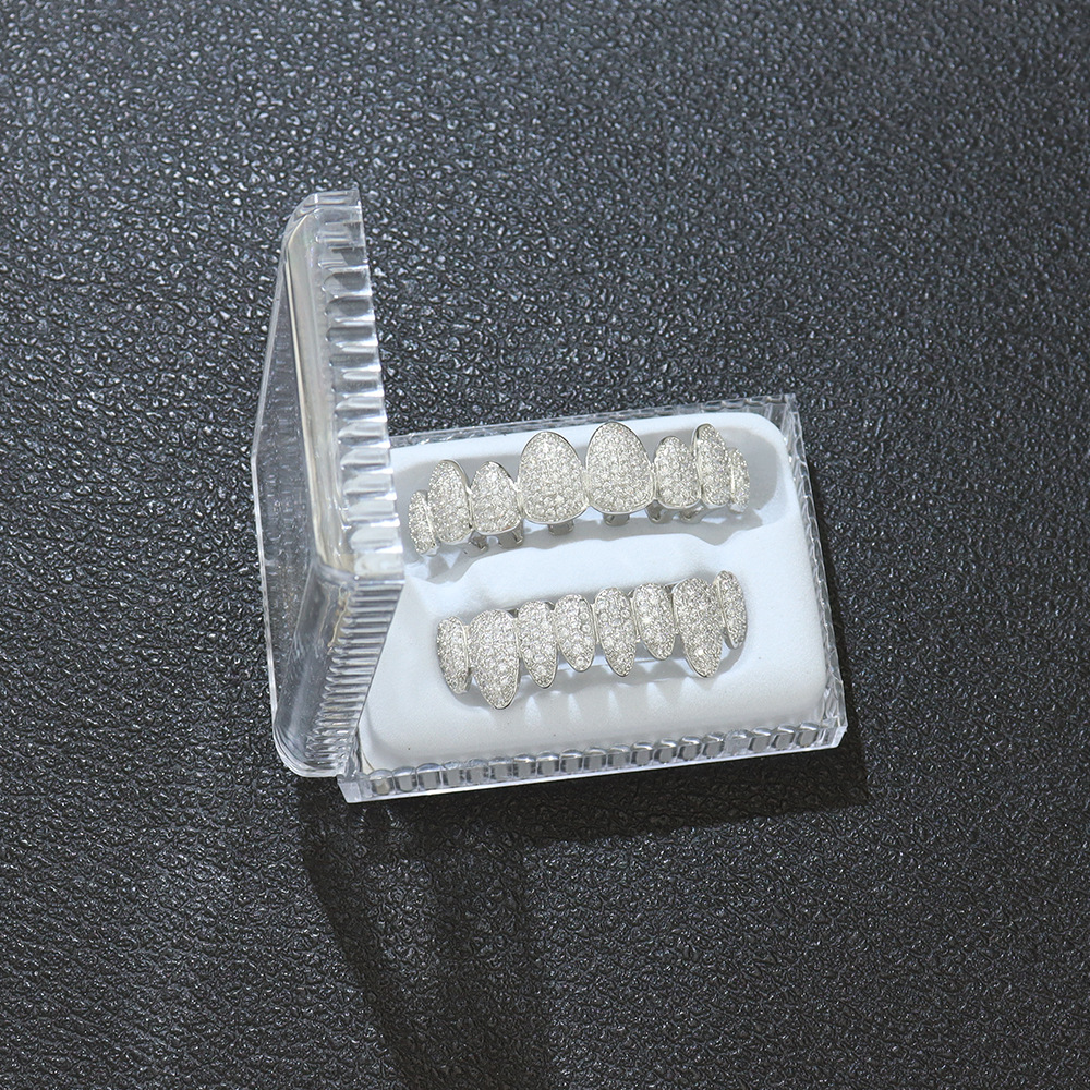 Custom Made Dental Grillz Iced Out Sterling Silver Real Jewelry Zigzag Setting V Moissanite Diamonds Teeth Grillz 14K Gold Plated Single Tooth Grill C