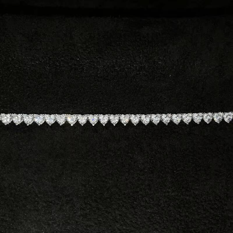 Customized Trendizable Heart Moissanite Tennis Chains Jewelry 925 Sterling Silver 3mm 4mm 5mm 6mm Heart Moissaniteia Tennis Necklace