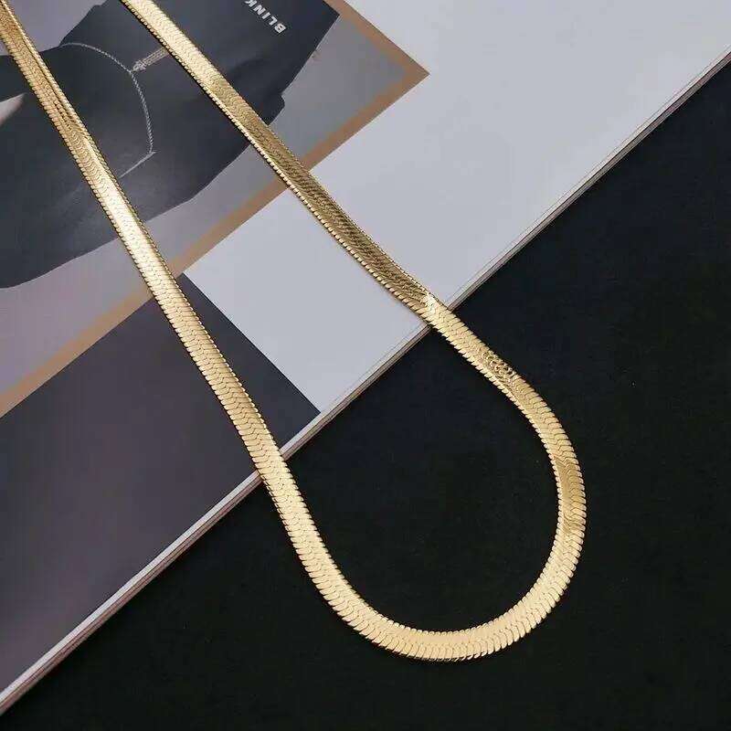 New sterling sier Gold color 4MM chain Clavicle Necklace for Women Fine Jewelry wedding gift choker Gift